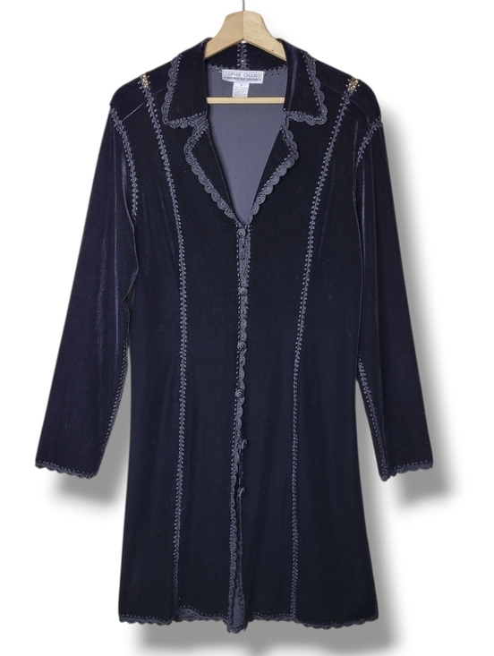 Sophie Chang Jackets & Blazers - Sophie Chang Black Velvet Long Vampy Jacket Size M